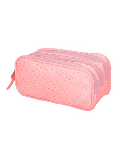 Estuche portatodo liderpapel escolar 2 compartimentos diseño estrellas rosa