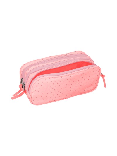 Estuche portatodo liderpapel escolar 2 compartimentos diseño estrellas rosa