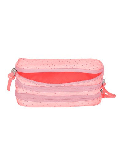 Estuche portatodo liderpapel escolar 2 compartimentos diseño estrellas rosa