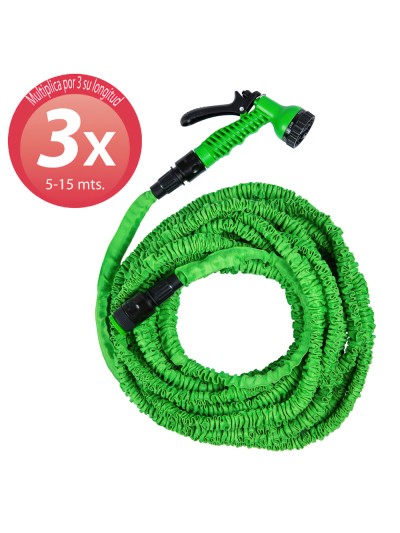 Manguera Extensible Riego  5 a 15 Metros Con  Pistola De 7 Posiciones