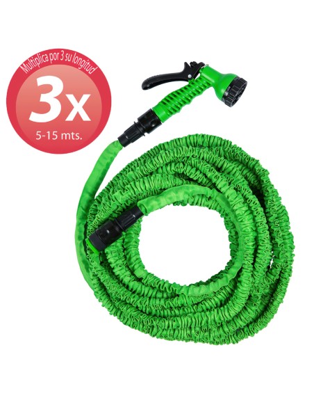 Manguera Extensible Riego  5 a 15 Metros Con  Pistola De 7 Posiciones