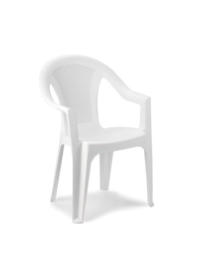 Silla Resina Ratan Respaldo Bajo Blanco Ischia