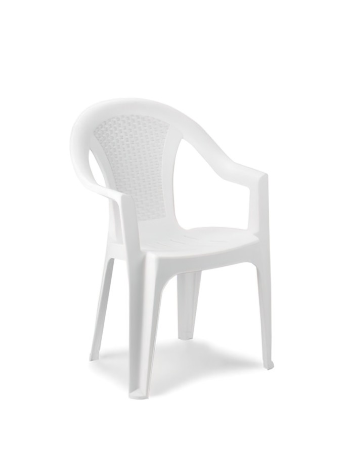 Silla Resina Ratan Respaldo Bajo Blanco Ischia