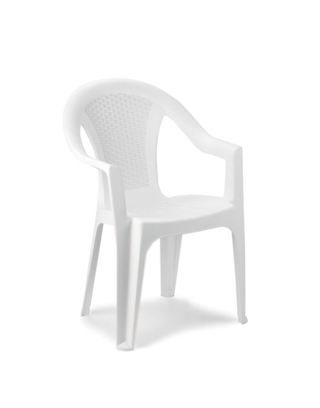 Silla Resina Ratan Respaldo Bajo Blanco Ischia