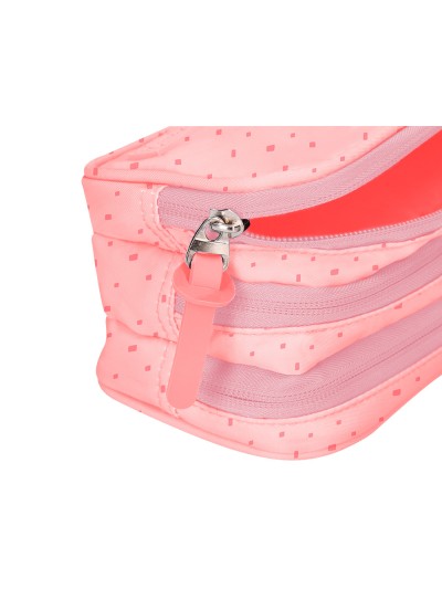 Estuche portatodo liderpapel escolar 2 compartimentos diseño estrellas rosa
