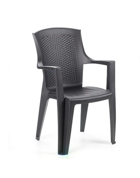 Silla Resina Ratan. Respaldo Alto Antracita. Eden