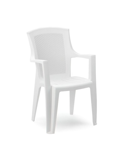 Silla Resina Ratan Respaldo Alto Blanco Eden