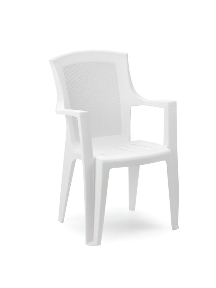 Silla Resina Ratan Respaldo Alto Blanco Eden