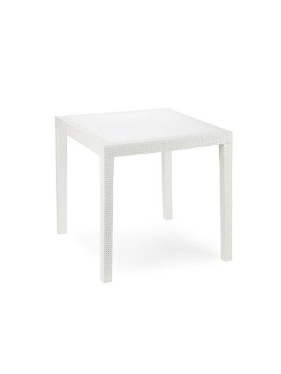 Mesa Resina Ratan Blanca King 80x80 cm.