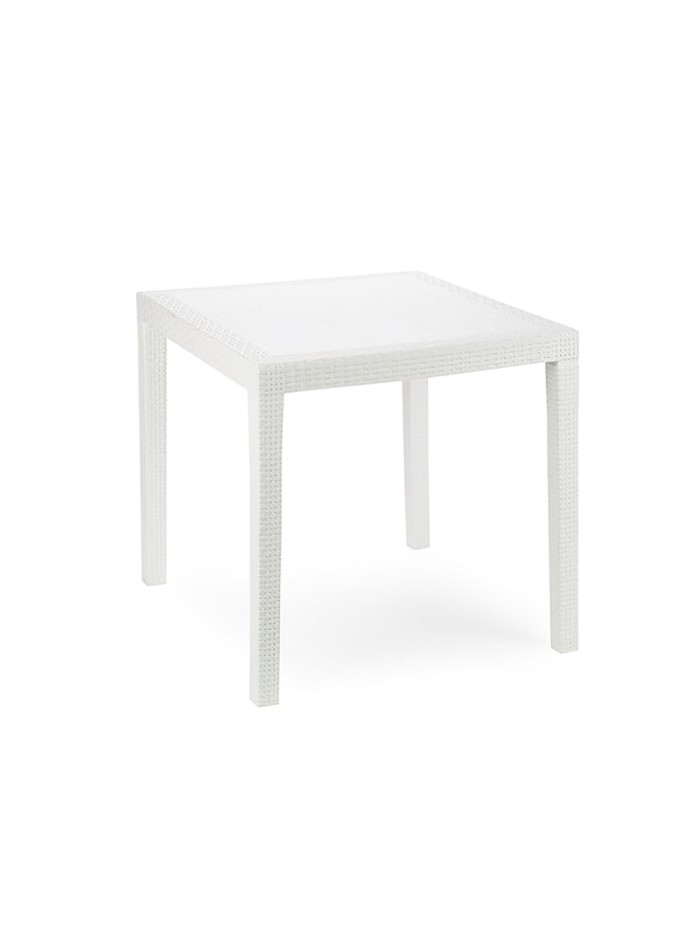 Mesa Resina Ratan Blanca King 80x80 cm.