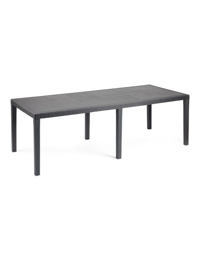 Mesa Resina Ratan Antracita Prince 220x90 cm.
