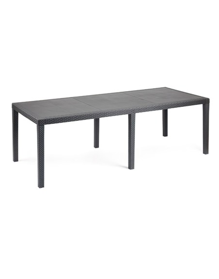 Mesa Resina Ratan Antracita Prince 220x90 cm.