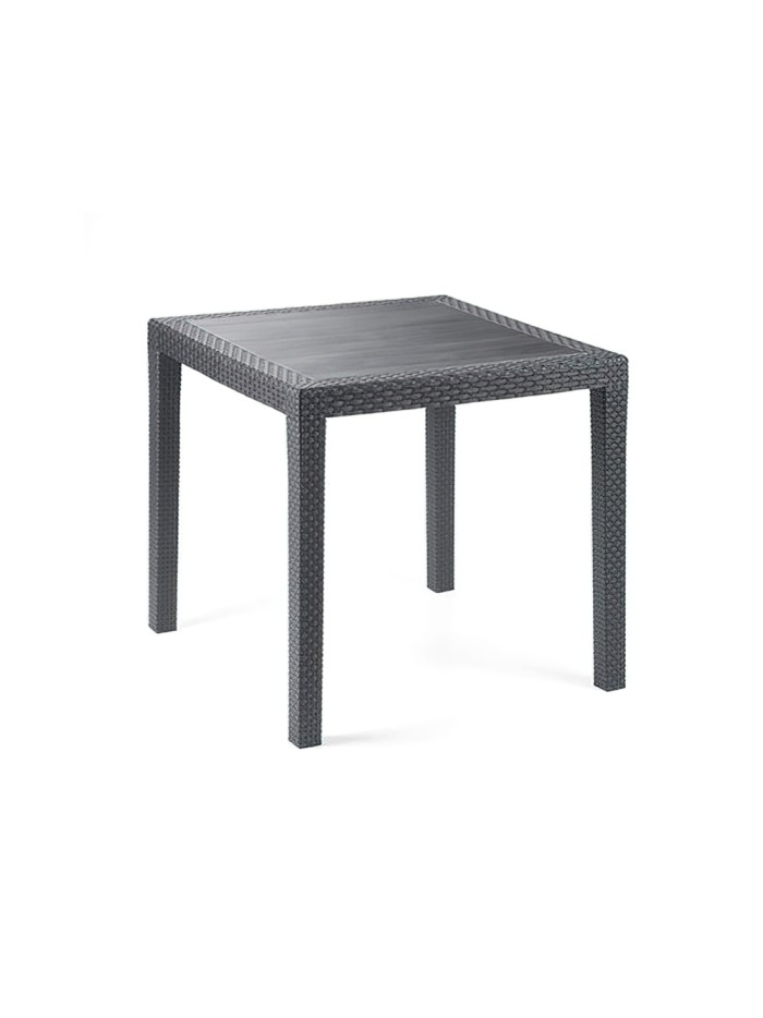 Mesa Resina Ratan Antracita King 80x80 cm.