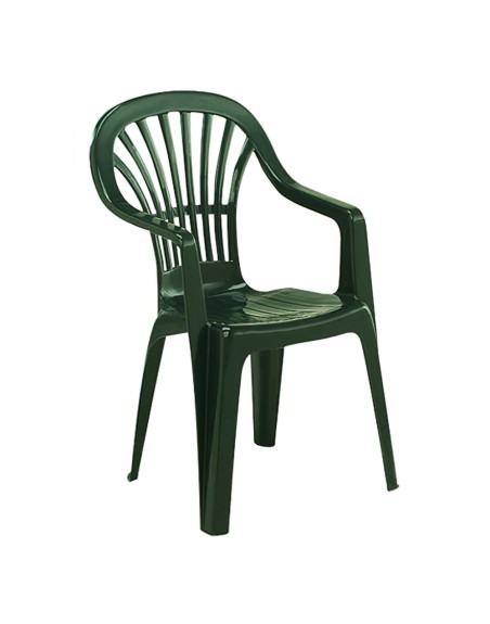 Silla Resina Monoblock Respaldo Alto Verde Zena