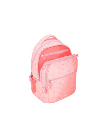 Cartera escolar liderpapel moc hila multibolsillo diseño rosa 450x145x300 mm