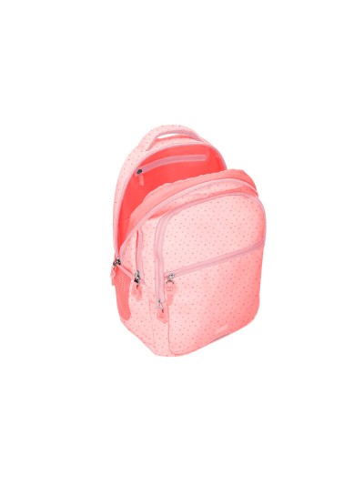 Cartera escolar liderpapel moc hila multibolsillo diseño rosa 450x145x300 mm