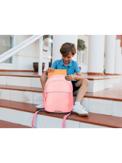 Cartera escolar liderpapel moc hila multibolsillo diseño rosa 450x145x300 mm