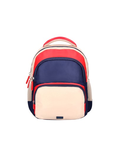 Cartera escolar liderpapel moc hila multibolsillo infantil azul marino rojo beige 350x110x270 mm