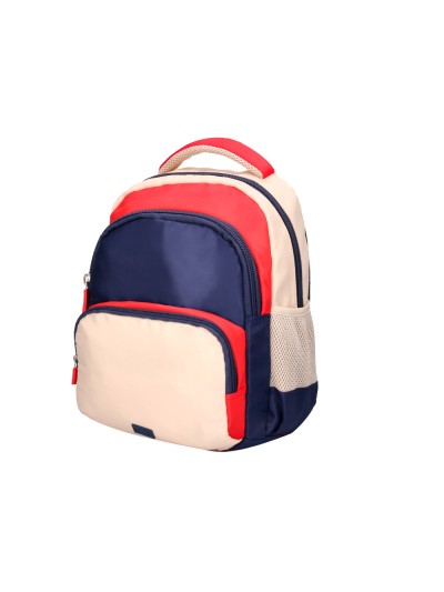 Cartera escolar liderpapel moc hila multibolsillo infantil azul marino rojo beige 350x110x270 mm