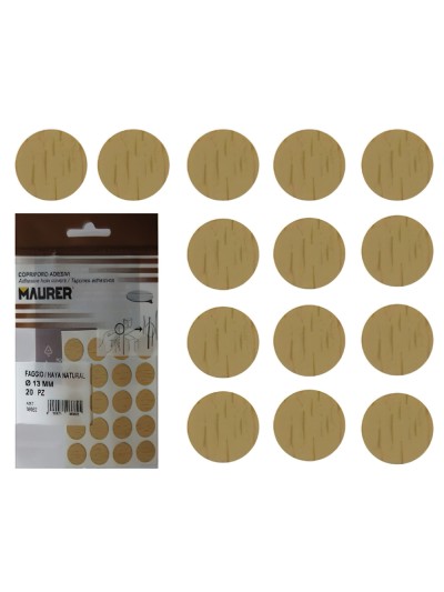 Tapatornillos Adhesivos Haya Natural (Blister 20 unidades)