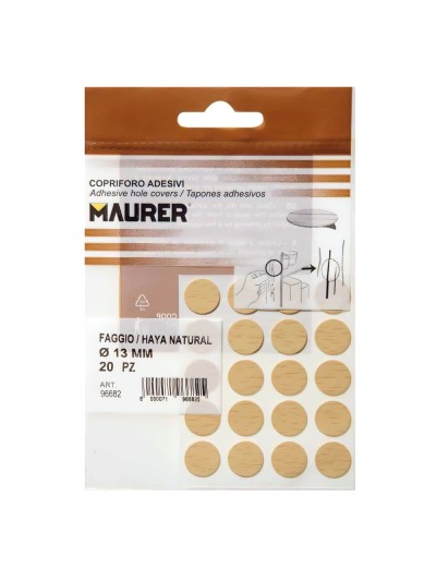 Tapatornillos Adhesivos Haya Natural (Blister 20 unidades)