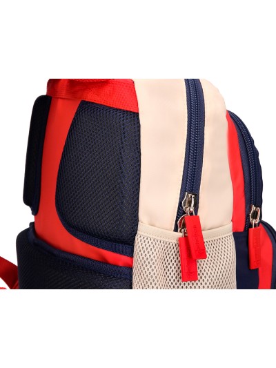 Cartera escolar liderpapel moc hila multibolsillo infantil azul marino rojo beige 350x110x270 mm