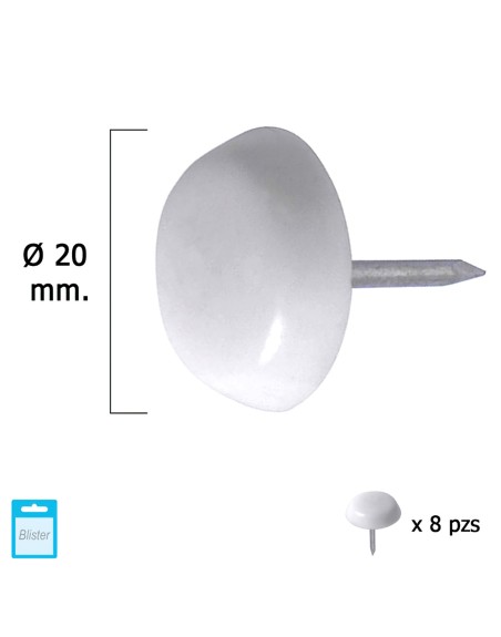 Deslizante Grande Blanco Ø20 (Blister 8 Unidades)