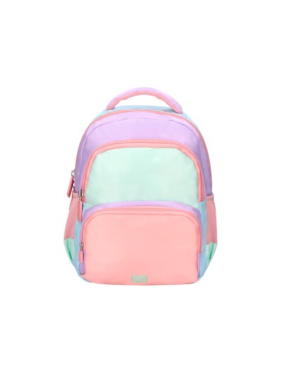 Cartera escolar liderpapel moc hila multibolsillo infantil azul rosa morado 350x110x270 mm