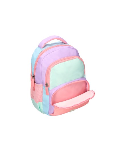 Cartera escolar liderpapel moc hila multibolsillo infantil azul rosa morado 350x110x270 mm