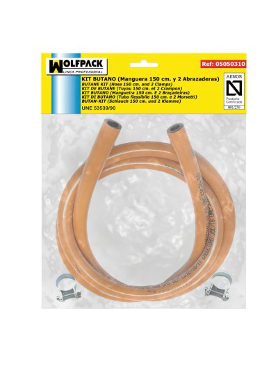 Kit Butano (Manguera 1,5 Metros con 2 Abrazaderas)