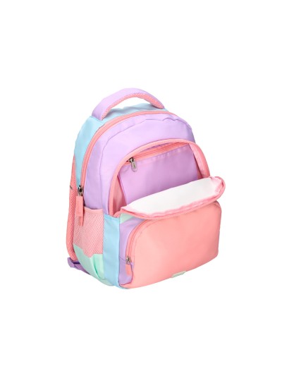 Cartera escolar liderpapel moc hila multibolsillo infantil azul rosa morado 350x110x270 mm