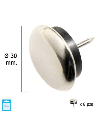Deslizante Metal Goma Claro Ø30 (Blister 8 Unidades)