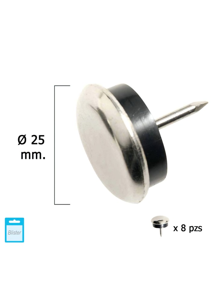 Deslizante Metal Goma Claro Ø25 (Blister 8 Unidades)