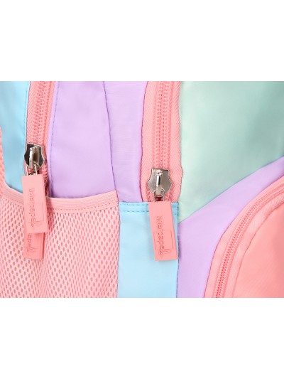 Cartera escolar liderpapel moc hila multibolsillo infantil azul rosa morado 350x110x270 mm