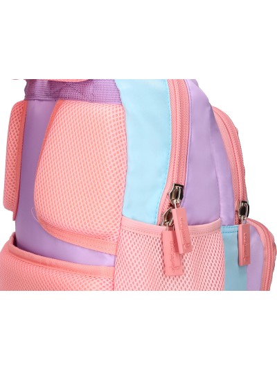 Cartera escolar liderpapel moc hila multibolsillo infantil azul rosa morado 350x110x270 mm