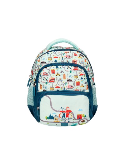 Cartera escolar liderpapel moc hila multibolsillo infantil cars azul 350x110x270 mm