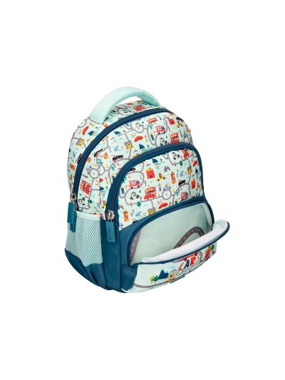 Cartera escolar liderpapel moc hila multibolsillo infantil cars azul 350x110x270 mm