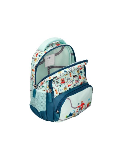 Cartera escolar liderpapel moc hila multibolsillo infantil cars azul 350x110x270 mm