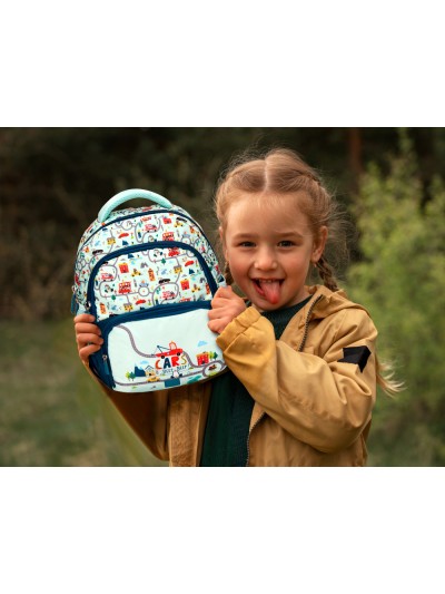 Cartera escolar liderpapel moc hila multibolsillo infantil cars azul 350x110x270 mm