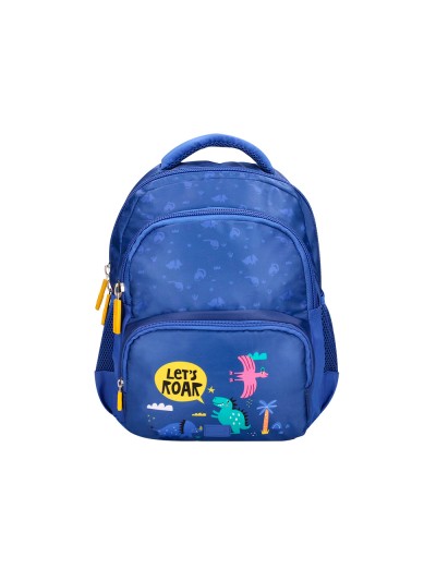 Cartera escolar liderpapel moc hila multibolsillo infantil dino azul 350x110x270 mm