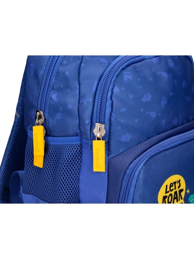 Cartera escolar liderpapel moc hila multibolsillo infantil dino azul 350x110x270 mm