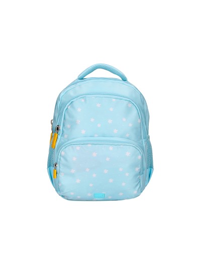 Cartera escolar liderpapel moc hila multibolsillo infantil flowers azul 350x110x270 mm