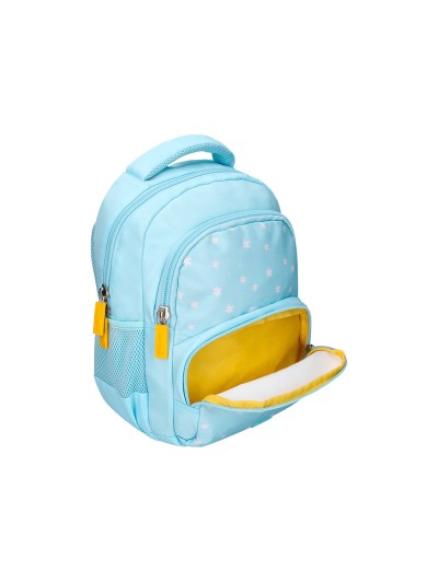 Cartera escolar liderpapel moc hila multibolsillo infantil flowers azul 350x110x270 mm