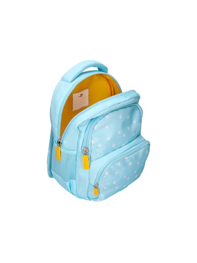Cartera escolar liderpapel moc hila multibolsillo infantil flowers azul 350x110x270 mm