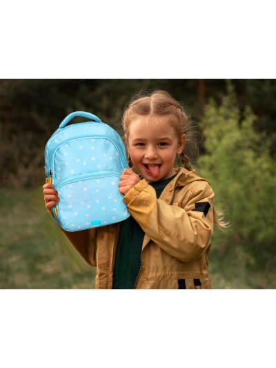 Cartera escolar liderpapel moc hila multibolsillo infantil flowers azul 350x110x270 mm