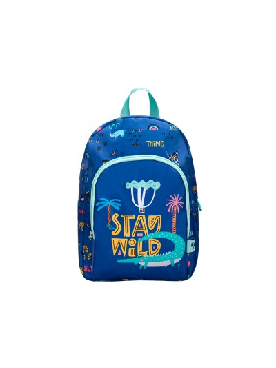 Cartera escolar liderpapel moc hila infantil safari diseño cocodrilo azul marino 330x100x250 mm
