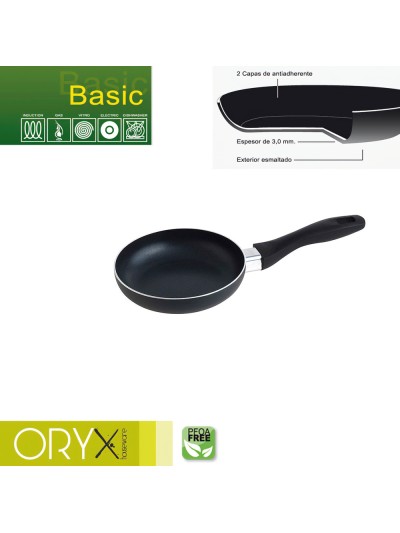 Oryx Sartén Aluminio Antiadherente Basic, Alta Resistencia, Apta Inducción, Libre PFOA, Diámetro 16 cm, Espesor 3 mm.