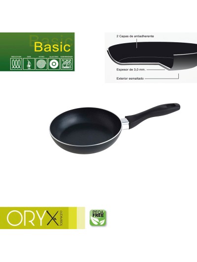 Oryx Sartén Aluminio Antiadherente Basic, Alta Resistencia, Apta Inducción, Libre PFOA, Diámetro 18 cm, Espesor 3 mm.