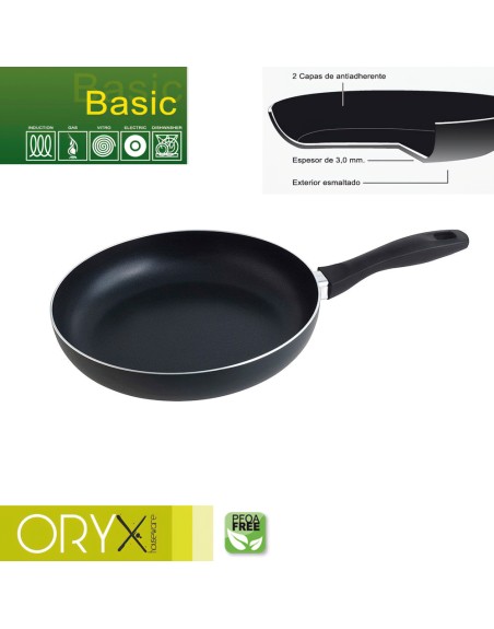 Oryx Sartén Aluminio Antiadherente Basic, Alta Resistencia, Apta Inducción, Libre PFOA, Diámetro 26 cm, Espesor 3 mm.