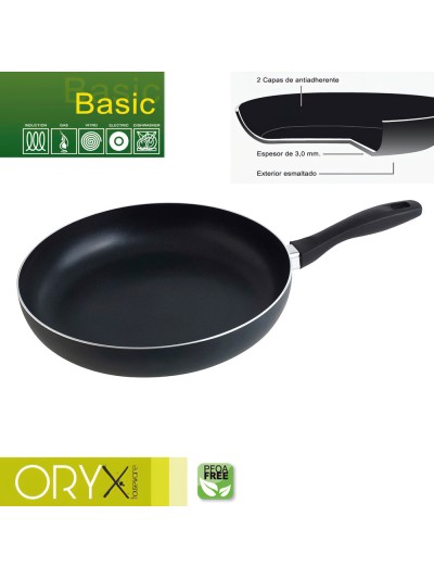 Oryx Sartén Aluminio Antiadherente Basic, Alta Resistencia, Apta Inducción, Libre PFOA, Diámetro 30 cm, Espesor 3 mm.